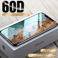 Protecteur d'écran 60D, couverture complète en verre trempé, pour iPhone 11 11 13 Pro Max XR