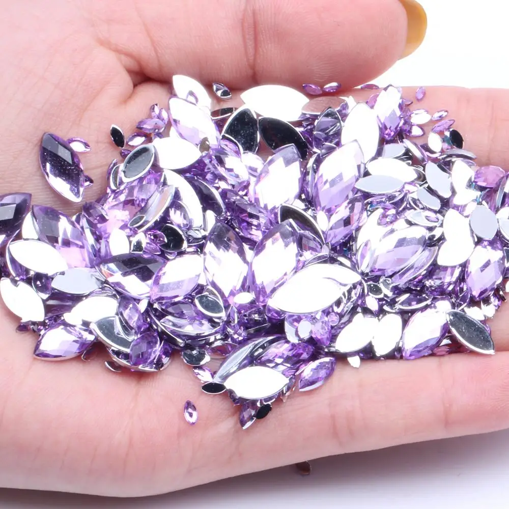 07 Light Purple 5x10 мм, 100 шт, наклейки для ногтей, граненая маркиза, грань земли, нормальные цвета, акриловые стразы, стразы, украшения для ногтей - Цвет: 07 Light Purple