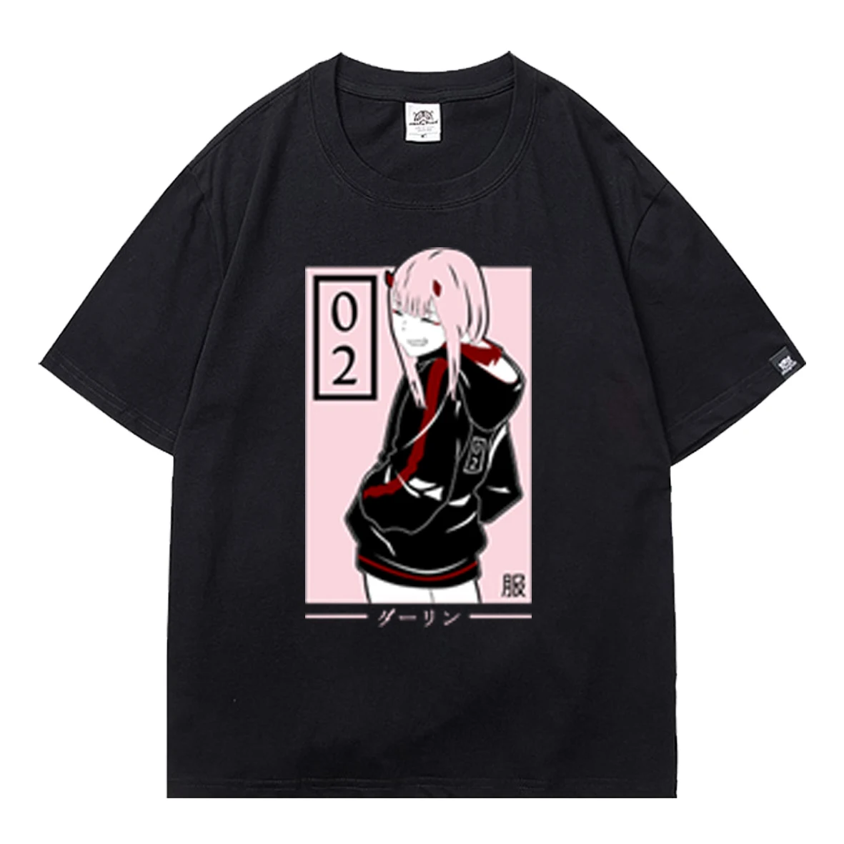 

Anime Zero Two Darling Summer Short Sleeve T-shirt Harajuku Male Unisex T shirt Casual Loose Tee Men O-neck Oversized T-shirts