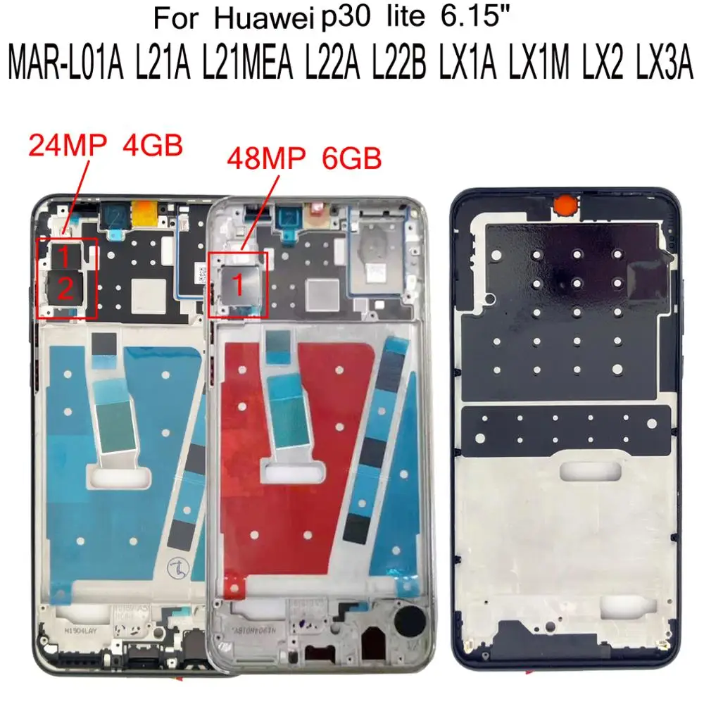 Новинка 100% для Huawei P30 Lite Nova 4E MAR-L01A L21A L21MEA L22A L22B LX1A LX1M LX2 LX3A корпус переднего и среднего ЖК-экрана