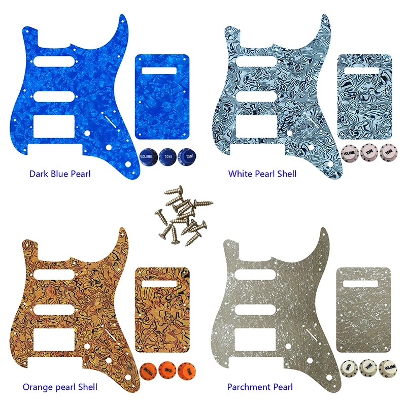 

Guitar Pickguard-For US 11 Screw Holes Strat With Floyd Rose Tremolo Bridge PAF HSS Scratch Plate & Back Plate & Control Knob