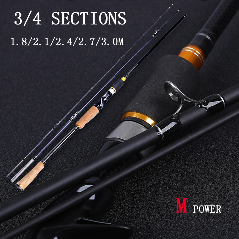 

Spinning Casting Lure Fishing Rod 3 Sections 1.8/2.1/2.4/3.0m 30T Carbon Bait 10-25g M Power Baitcasting Fast Pole