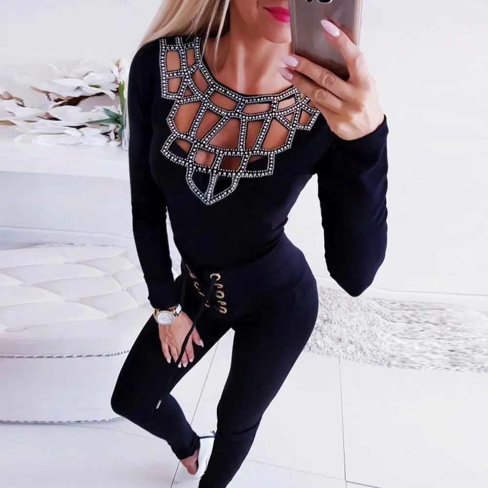 Новинка 2020 женская сексуальная открытая футболка осенняя с круглым вырезом и