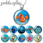Disney в поисках Немо рыба-клоун марлина милые круглые стеклянные кабошоны разрисованные изделия из стекла с серебряным покрытиемподвеска с кристаллом ожерелье ювелирные изделия для подарка
