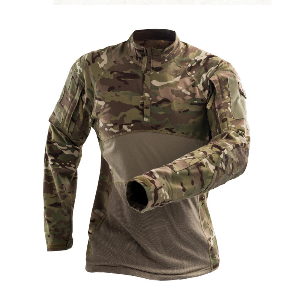 Men Tactical T-shirts Summer Long Sleeve Army Green Elastic Military Combat Navy Airsoft Top Tees Male Clothing | Тематическая