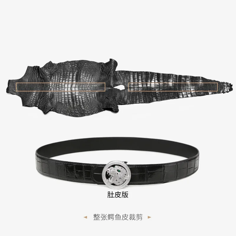 Крокодиловой кожи ремень человек с алмазной рамкой размером головой леопарда из