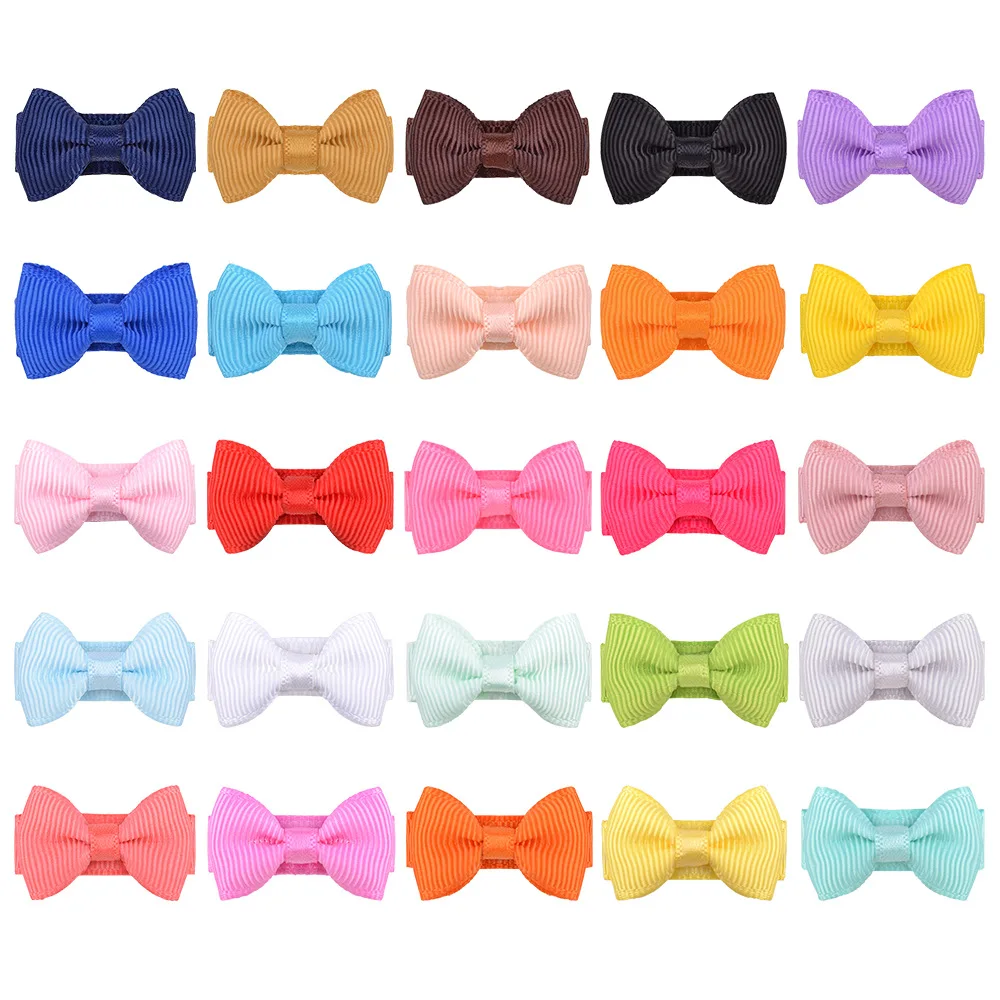 10pcs/lot 3.1 CM Mini Candy Color Handmade Bowknot Baby Girl Hair Clips Cute Grosgrain Ribbon Bows Bangs Hairpin Infant Headwear