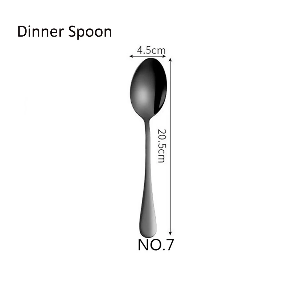 NO.7 Dinner Spoon 1/5 шт Лидер продаж Черный Комплектная посуда столовые ножи вилки и ложки в западном стиле кухонная посуда Нержавеющая сталь домашний праздничный набор столовой посуды - Цвет: NO.7 Dinner Spoon