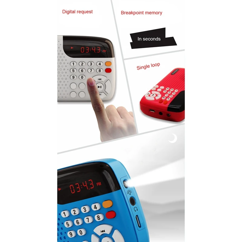 Портативный FM радиоприемник Rolton с поддержкой TF карты и светодиодный