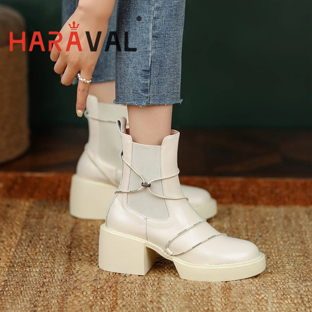 

Женские ботильоны из натуральной кожи, с круглым носком, на высоком каблуке