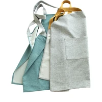 cotton linen apron adjust kitchen apron with large pocket cooking gardening grilling painting bib 5 colors
