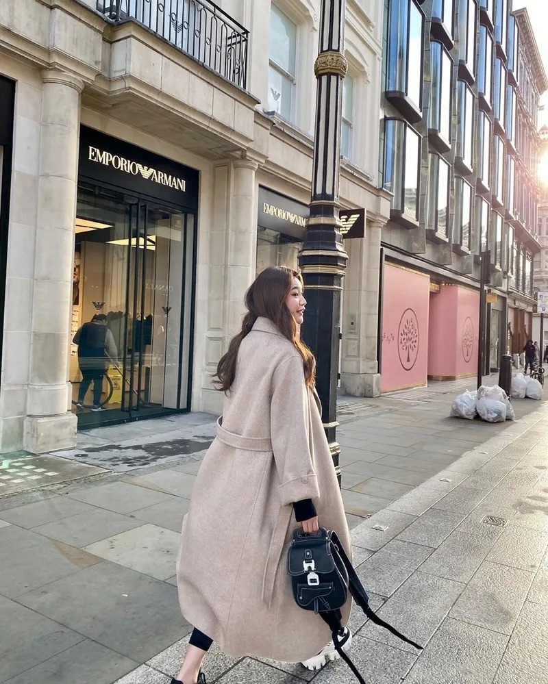 Пальто женская одежда 2019 корейское элегантное двухстороннее шерстяное пальто