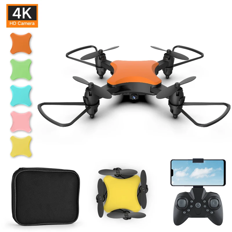 Mini Drone With Camera HD 4K 720p Pocket Folding Colored Shell Music Foldable 4k For Kids Children Rc Helicopter Toy |