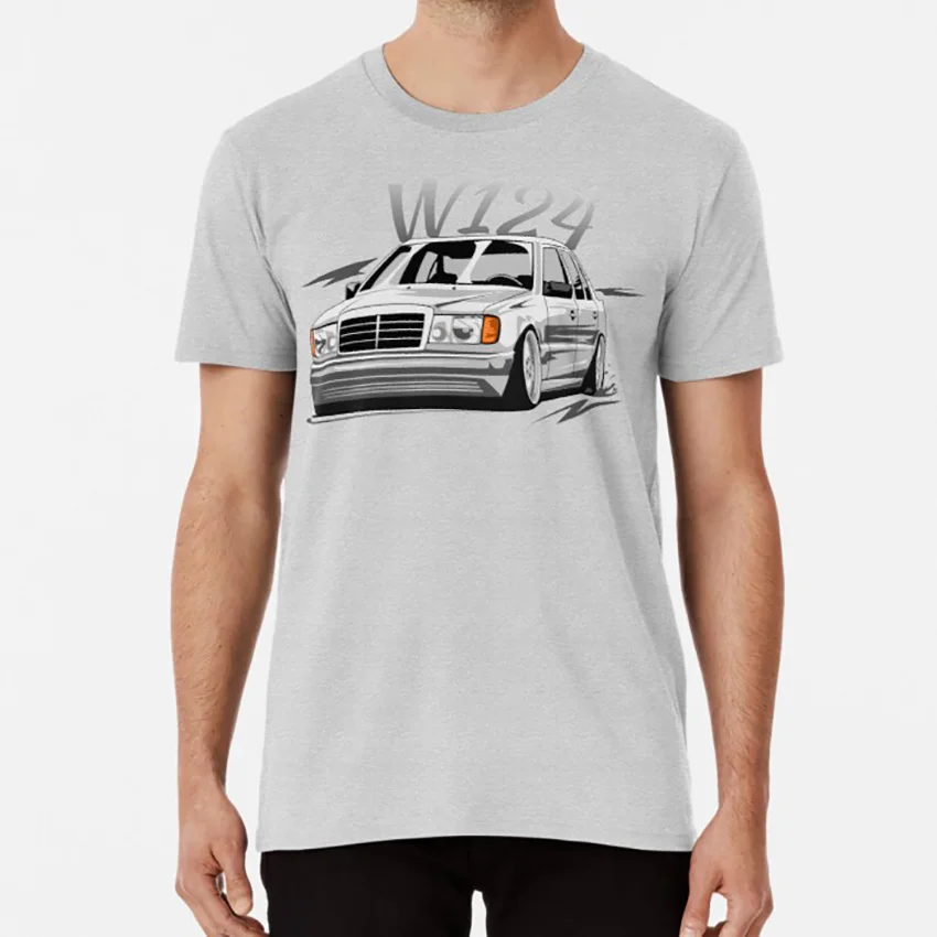 Серый W124 низкая стильная футболка w124 w 124 w124 подарок w124 энтузиаст w124 тюнинг w124 любовник mercedes w124 mercedes w 124 mercedes - Цвет: Серый