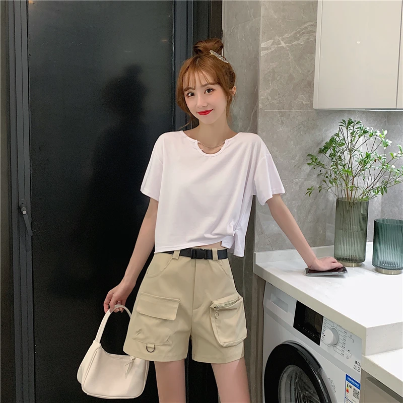 

WM309 Irregular loose short T-shirt for women