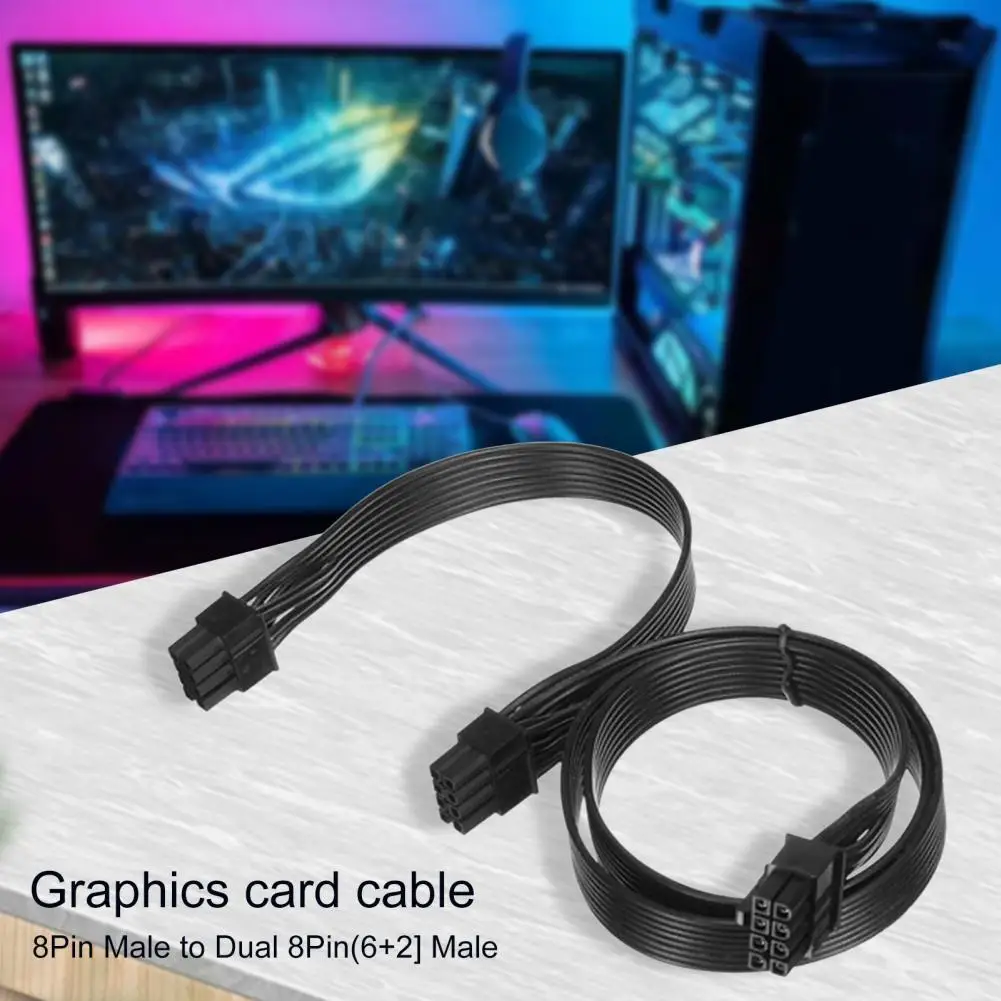 

Sturdy Great 8Pin Male to Dual 6+2Pin Male Extension Power Cable Efficient Extension Cable Safe for Computer