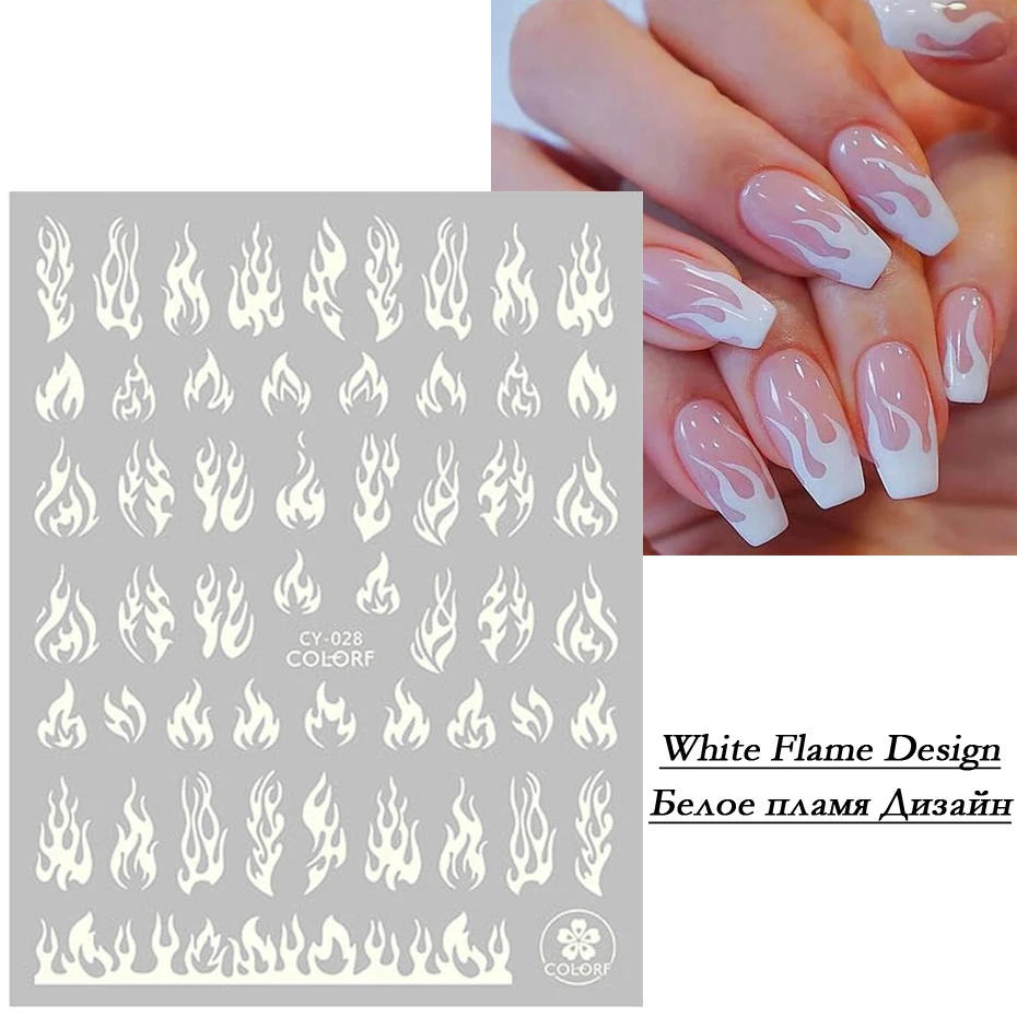 1pcs 3D Luminous Nail Stickers Flame Butterfly Star Moon Summer Design Glow in The Dark Sliders Manicure Decorations Wholesale