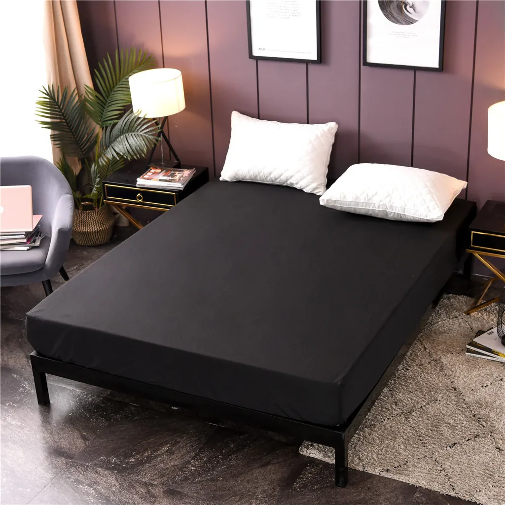 New Solid Color Waterproof Bed Trampoline Cover Mattress Anti-skid Protective Cover Home& Garden Wholesale& Drop Shipping