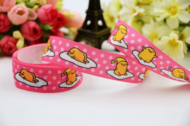 7/8 ''(22 мм) рубановая атласная лента Gudetama с мультипликационным принтом корсажная лента DIY Швейные принадлежности бант аксессуары для волос X-00880