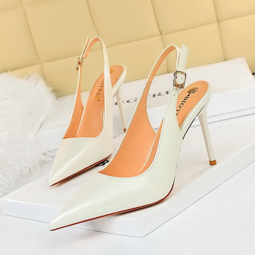 BIGTREE Women Shoes 9.5CM High heels Fine With Pointed Toe With Fashion Europe and America Wild 2021 Spring Women Pumps