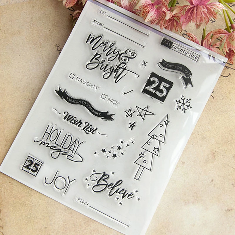 Счастливого Рождества силиконовый штамп прозрачный носок резиновый олень для