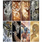 Картина с изображением тигра и жирафа, полный квадратный Лев, 5D, алмазная вышивка, животные, мозаика, стразы