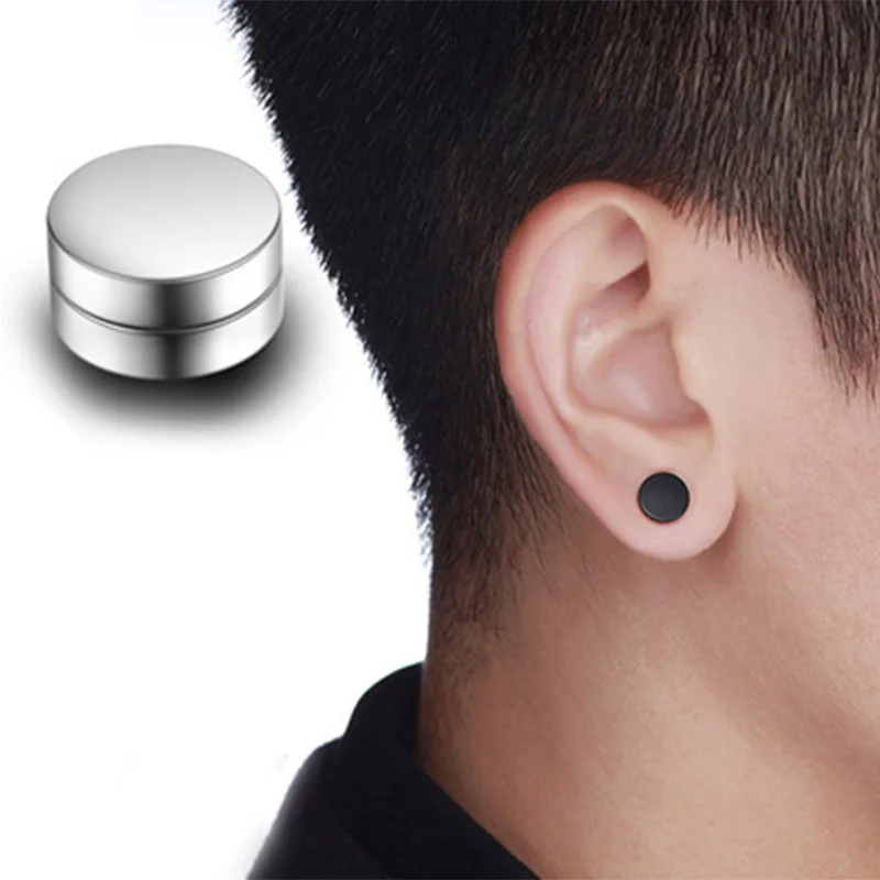 1 Pair Punk 6-12mm Magnetic Fake Ear Plugs Tunnel Black Blue Fake Ear Stretcher Earring Gauges Plug No Pierced Magnetic Earrings
