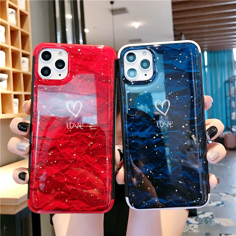 For iphone 11Pro Max X 6 7 8 6s Case Fundas XR XS 11 Pro s Plus Cover Glitter Heart Love Phone |
