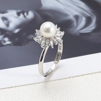 rotating ring female silver setting fashion s925 silver open ring ring inlaid 7 8 pearl ring setting