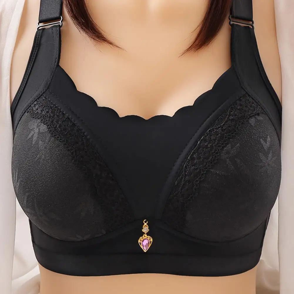 

Breathable Casual Fixed Double Shoulder Strap Full Comfortable Bra Color Bra Large Women Underwear Ring Steel Cup No Size A2R0