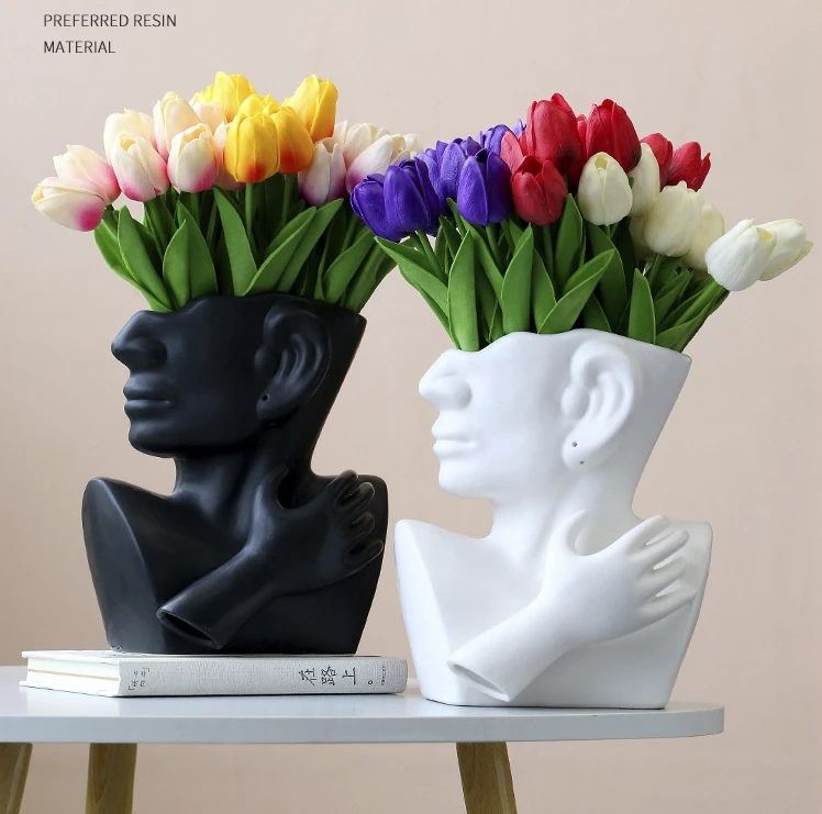 

Modern Creative Human Body Ceramic Vase Flower Arrangement Cabinet Bookshelf Furnishing Decoration Home Desktop Figurines Crafts