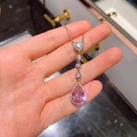 funmode trendy pink waterdrop cubic zircon charms necklace pendant for women dress accessories bisuteria fn89