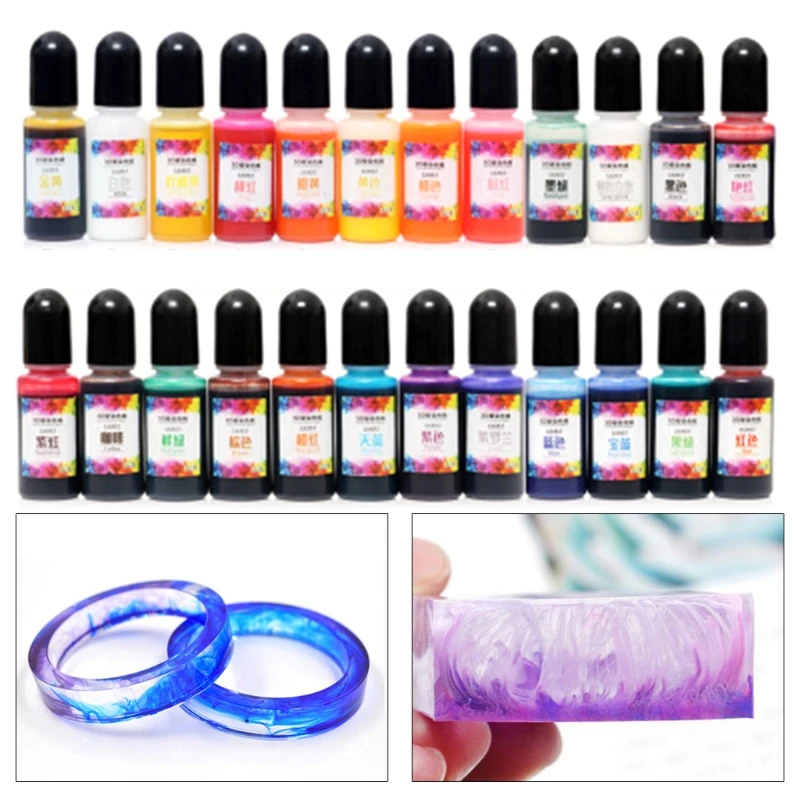 

24 Colors Epoxy Pigment Liquid Colorant Dye Ink Diffusion Resin Crafts Accessory E15E