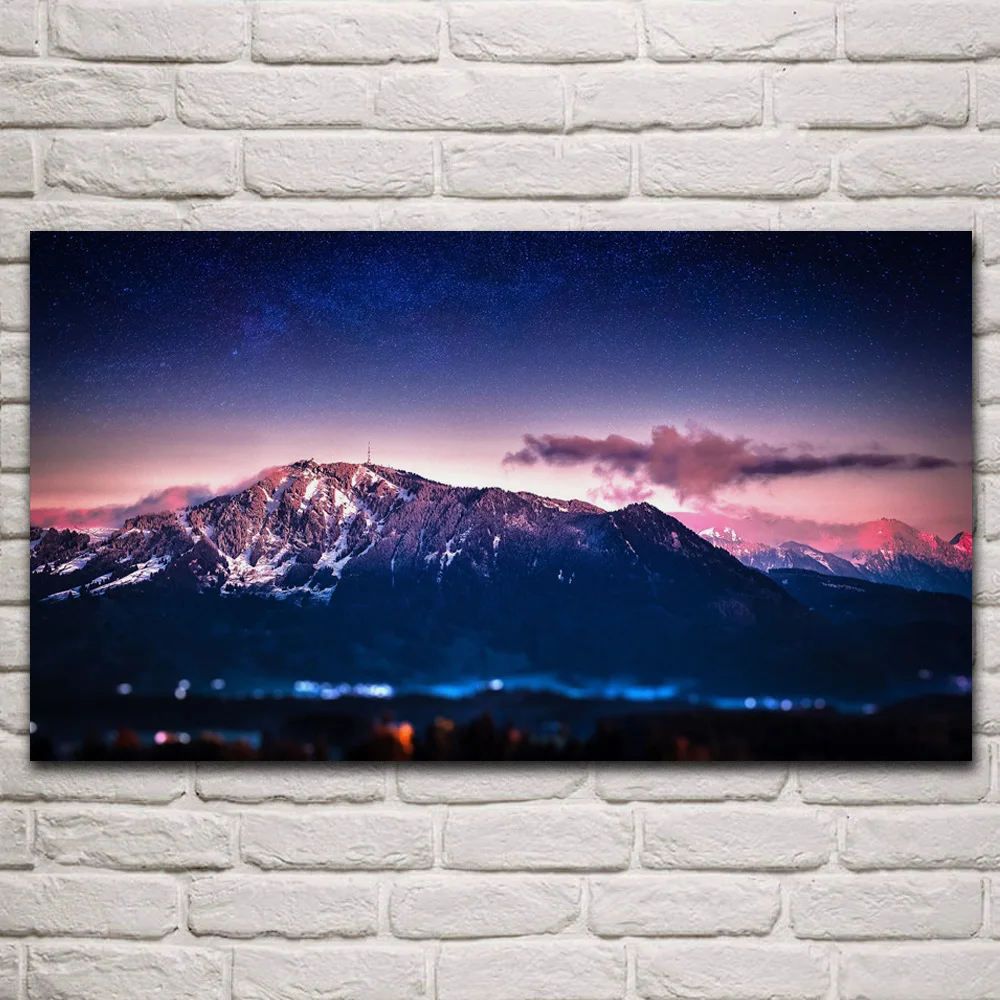 

mountains stars blur bokeh Milky Way dawn morning sky fabric posters on the wall picture home art living room decoration KQ359