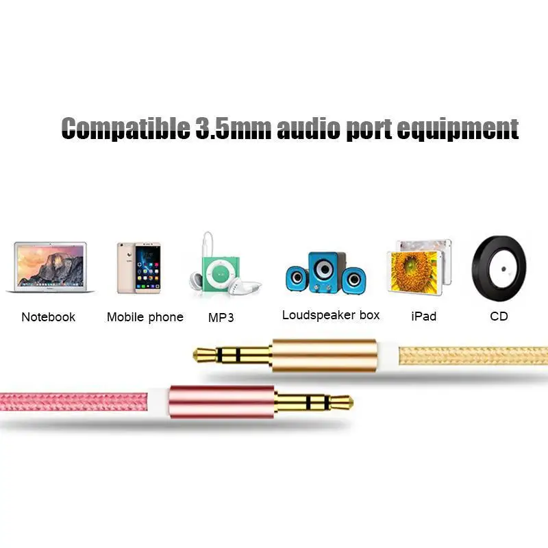 1 м штекер-штекер 3 5 мм Универсальный позолоченный вспомогательный аудио стерео