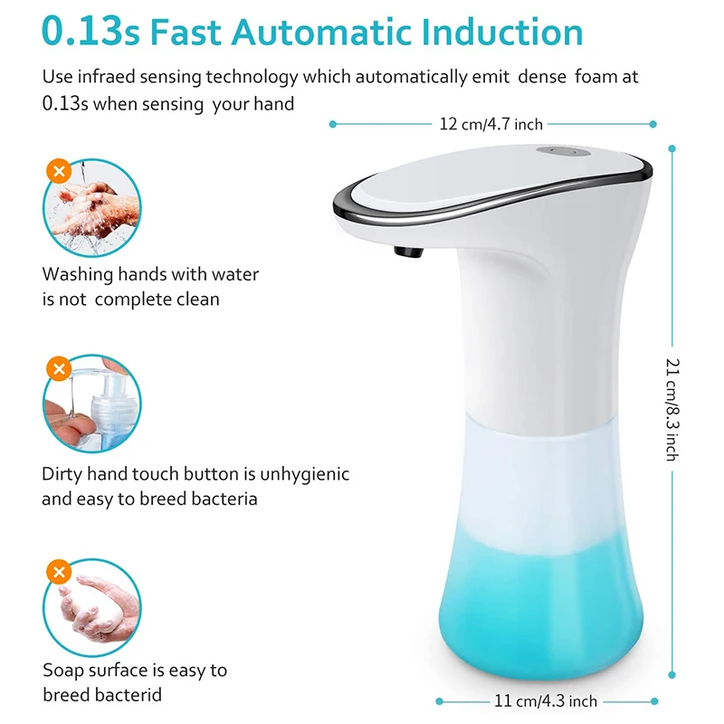 

Automatic Foaming Soap Dispenser Rapid Foam, USB Charging Touchless Hand Dispenser with Smart Infrared Sensor Suitable