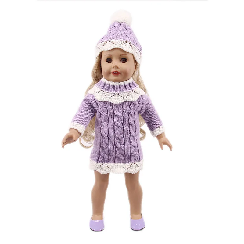 

Handmade Woolen Skirt + Hat Winter Warm Suit Doll Clothes Baby Reborn For 43 Cm Doll 18 inch Girl's American,Our Generation Gift