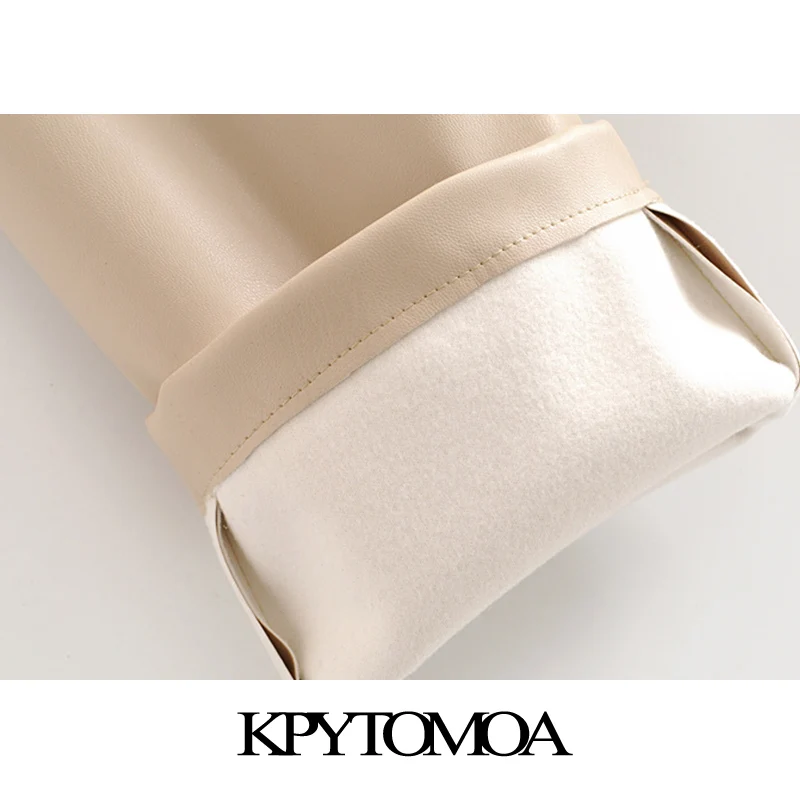 KPYTOMOA женские 2021 шикарные модные с поясом из искусственной кожи винтажные брюки