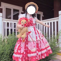 origional lolita japanese style sweet picnic bunny lolita sleeveless strap ruffled jsk dress female summer victorian dress