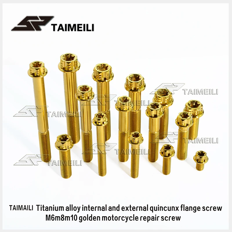 Титановый винт TAIMEILI с фланцевой головкой Torx золотой m6m8m10x15 -70 мм шаг резьбы 1 25/1 5