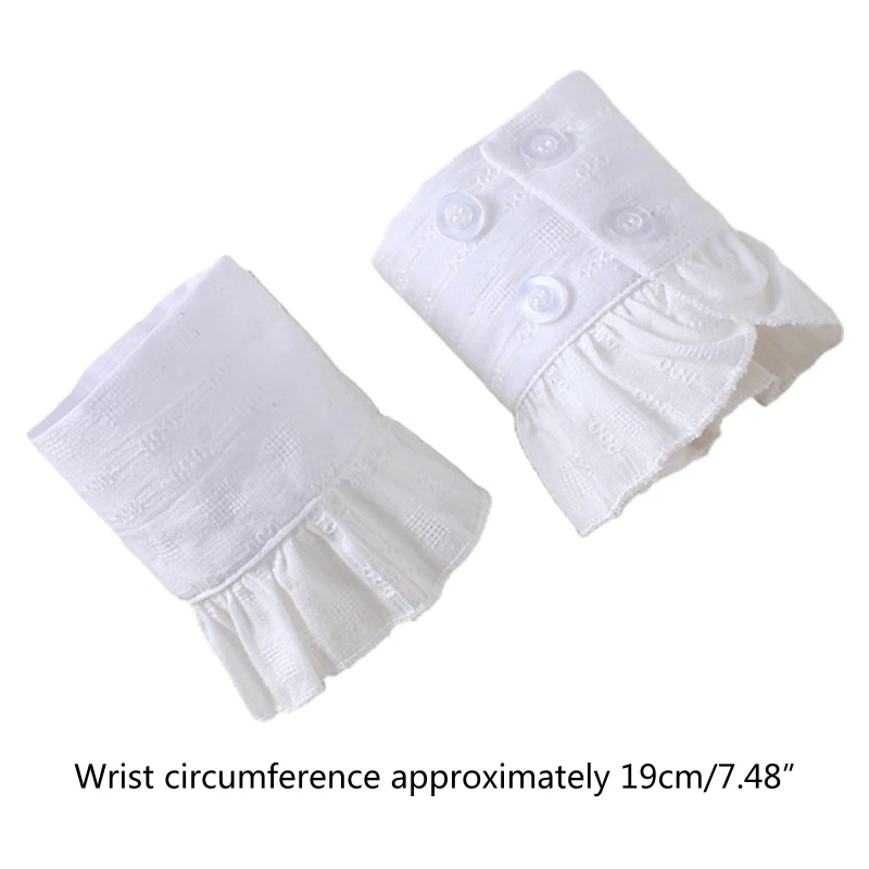 

Women Romantic Jacquard Chiffon Horn Cuff Pleated Ruffled Detachable Fake Sleeve Sweater Decorative Wrist Warmers