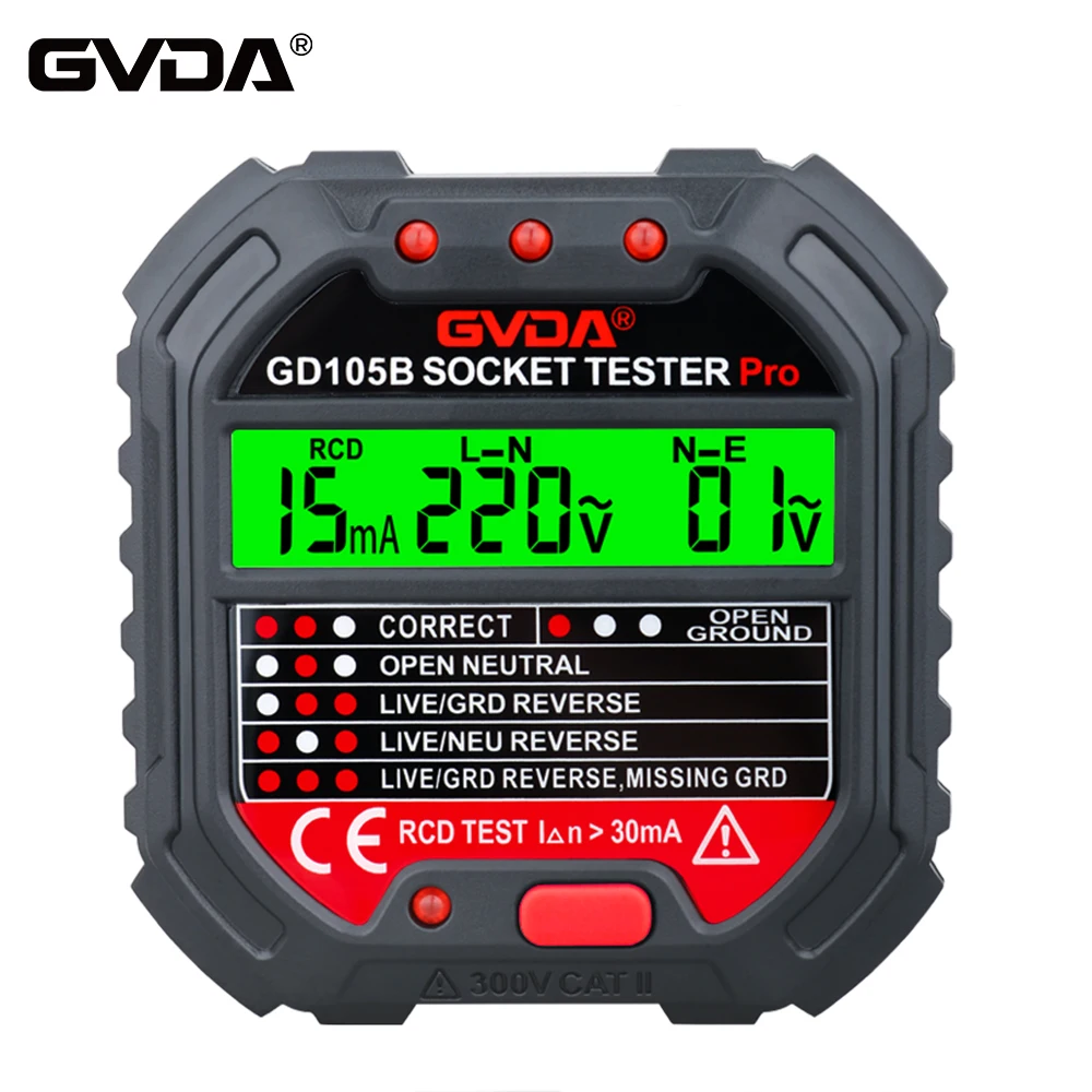 

NEW GVDA Socket Outlet Tester Voltage Detector Electric Circuit Breaker Finder Ground Zero Line US EU UK Plug Polarity Phase