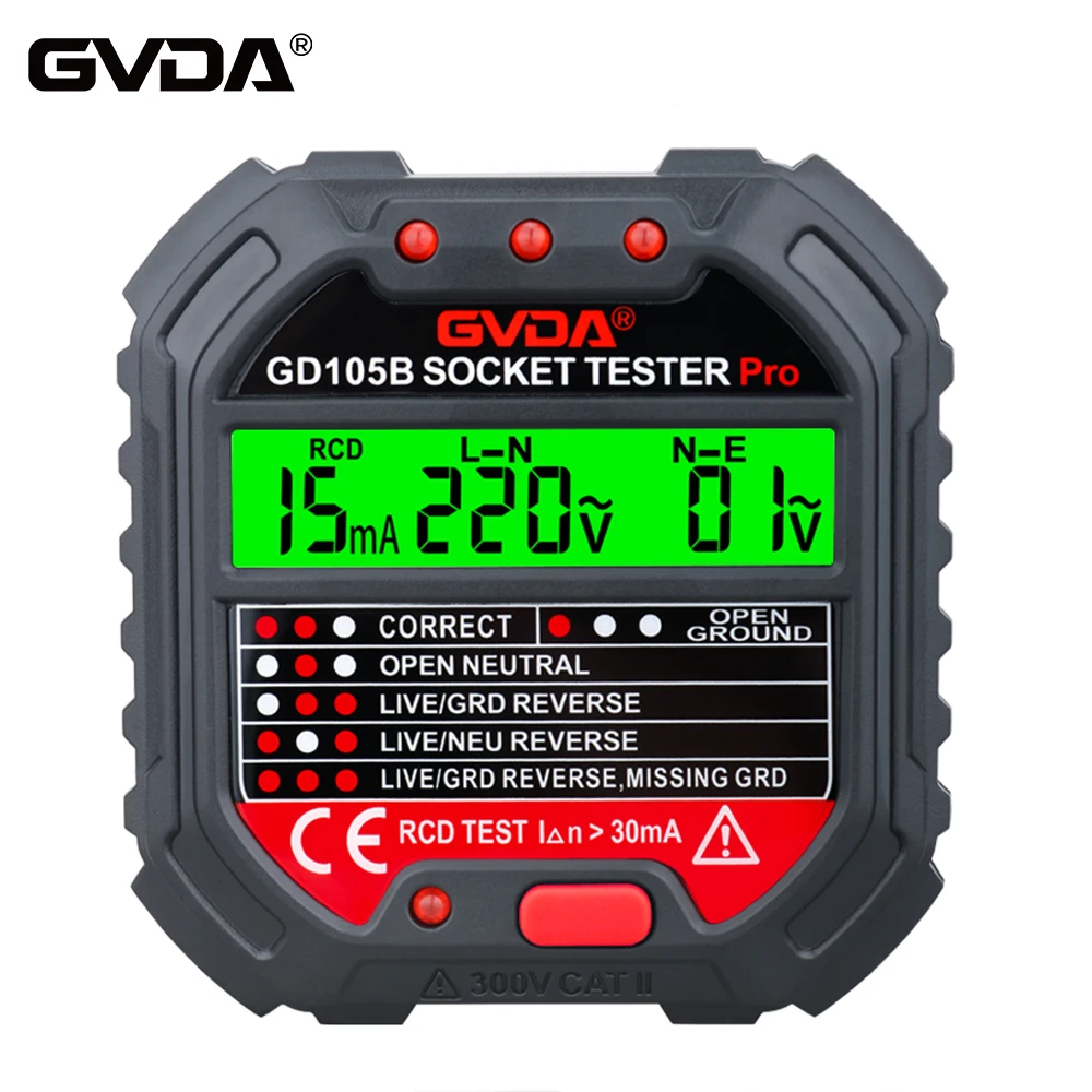 GVDA розетка тестер напряжение Детектор электрический выключатель Finder заземления