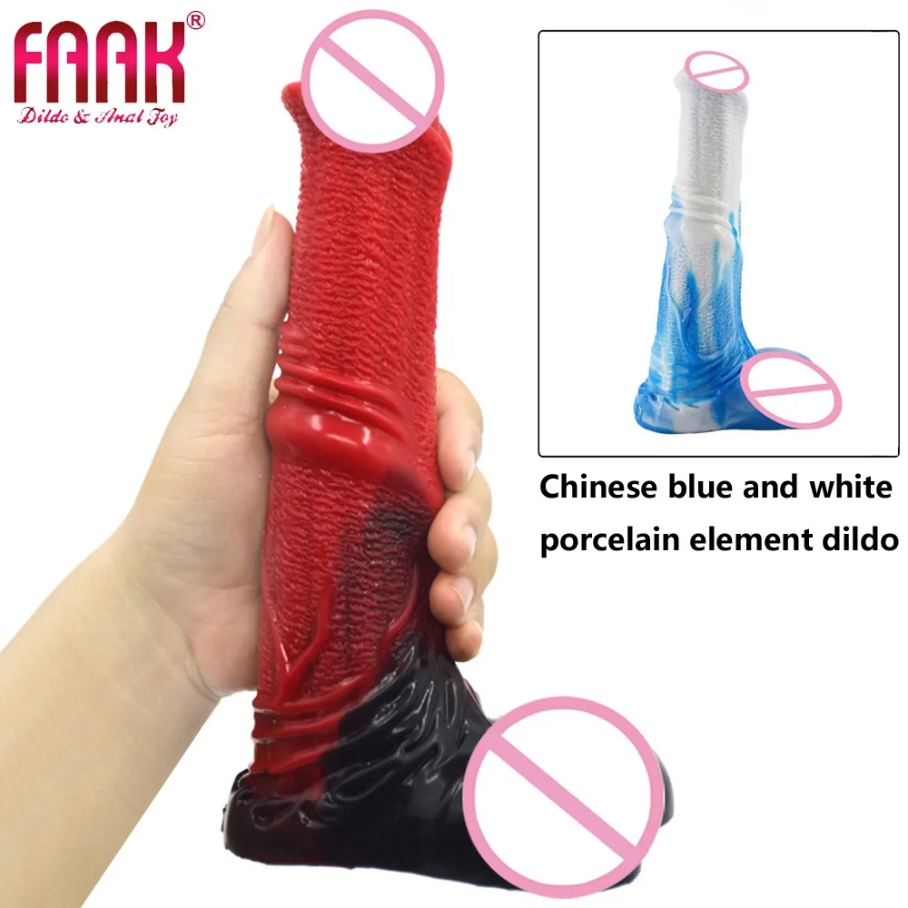 Фаллоимитатор FAAK в виде лошади красный и черный силиконовый пенис большой член