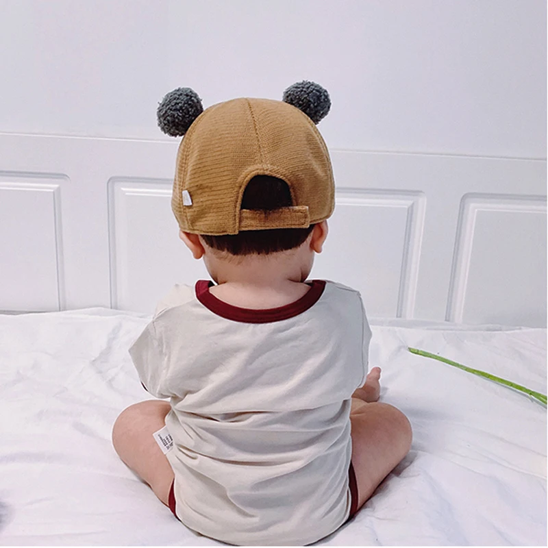 Детские хлопковые шапки с милыми шариками детская бейсбольная кепка ушками