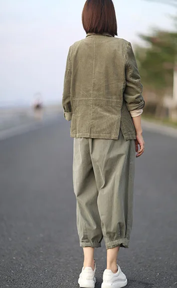 Осенние женские куртки свободное вельветовое повседневное пальто в стиле ретро