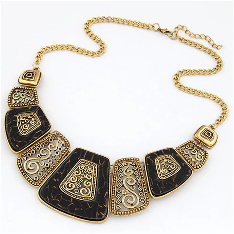 Винтажное ожерелье дикая Геометрия полый металлический вентилятор бахрома