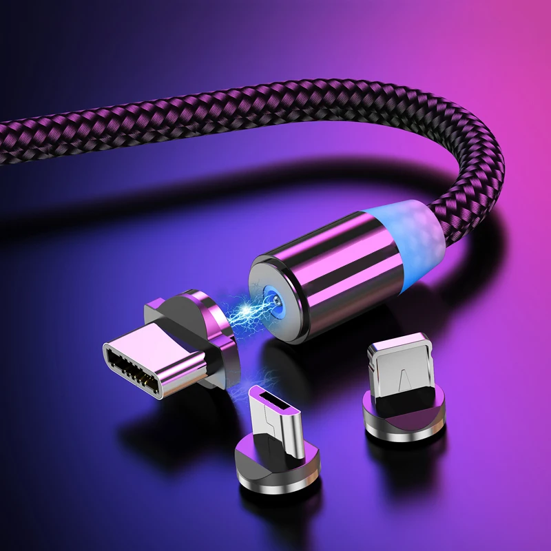 Круглый Магнитный кабель 2.4A Быстрая зарядка Micro usb type-C кабель для iPhone samsung Xiaomi USB-C Магнитный кабель для зарядки и передачи данных