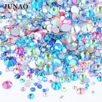 junao 1400pcs ss6 8 10 12 mix size mix ab color crystal rhinestone flatback glass stones sticker nail art strass diamonds