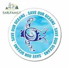 EARLFAMILY 13 см x 13 см для сохранения наших океанов, черепахи, морской синий материал, морская жизнь, виниловые наклейки на машину JDM, бампер, грузовик, графика